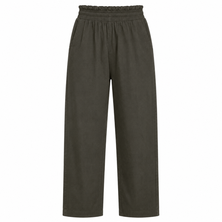 Women's Cotton Slub Lycra Straight Fit Pants I Elastic Waistband I Functional Pockets