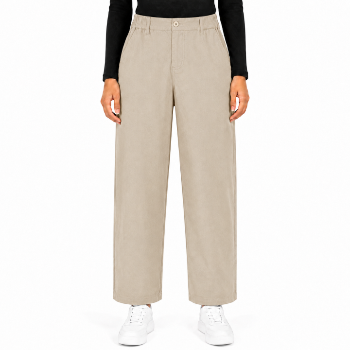 Women's 100 % Cotton Straight Fit Pants I Mid- Rise Design I Multi Pockets Pant