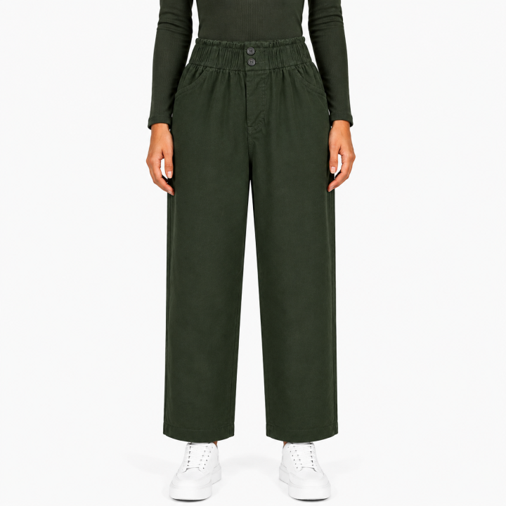 Women's 100 % Cotton Straight Fit Pants I Mid- Rise Design I Functional Pockets Pant