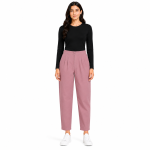 Women's High Waist Pleated Straight Fit Trousers I Casual Wide Leg Pants I Functional Pockets