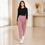 Women's High Waist Pleated Straight Fit Trousers I Casual Wide Leg Pants I Functional Pockets