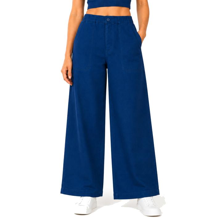 Women's 100% Cotton Double Cloth Loose Fit Wide Leg Palazzo Pants