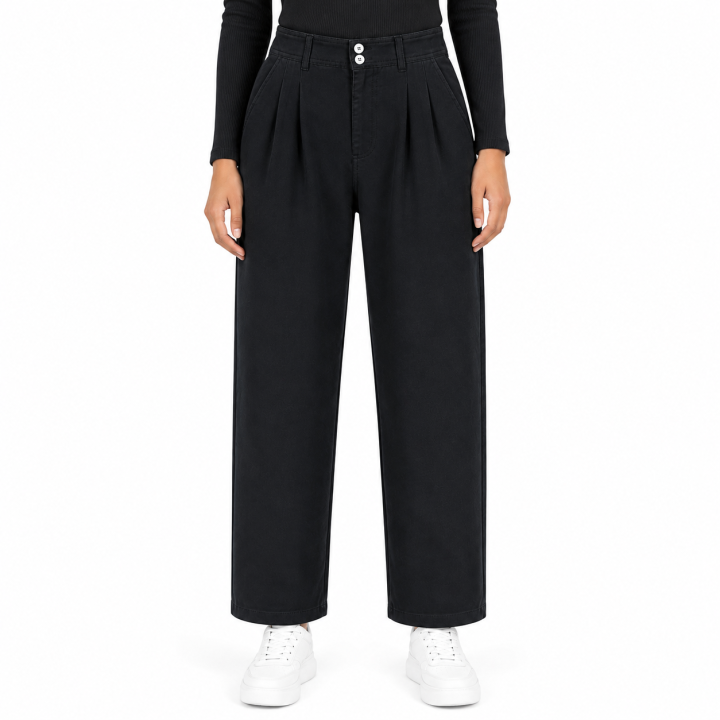 Women's 100 % Cotton Straight Fit Pants I Mid- Rise Design I Functional Pockets Pant